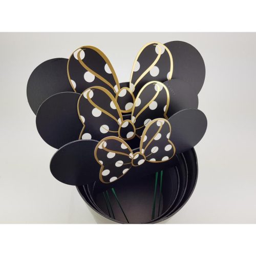 Pöttyös doboz beszúrós masnis fülekkel - fekete 3db/szett