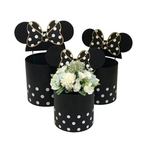 Pöttyös doboz beszúrós masnis fülekkel - fekete 3db/szett