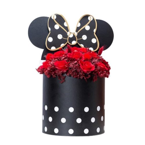 Pöttyös doboz beszúrós masnis fülekkel - fekete 3db/szett