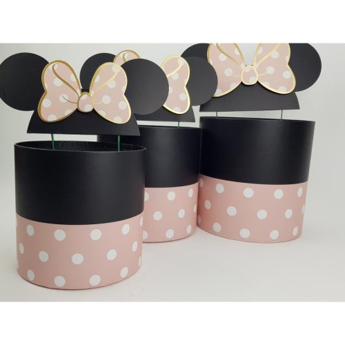 Pöttyös doboz beszúrós masnis fülekkel - rózsaszín 3db/szett