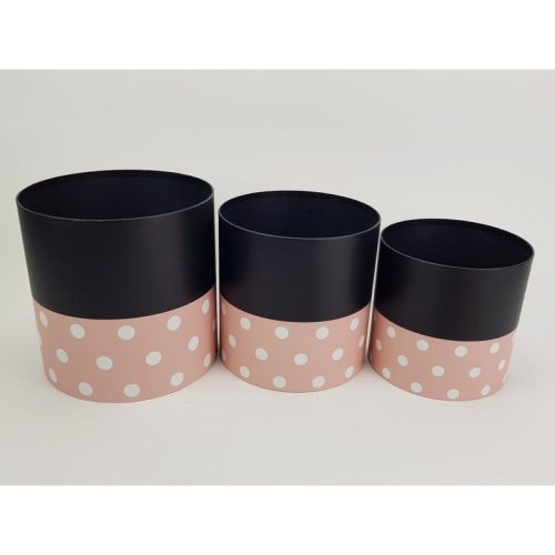 Pöttyös doboz beszúrós masnis fülekkel - rózsaszín 3db/szett