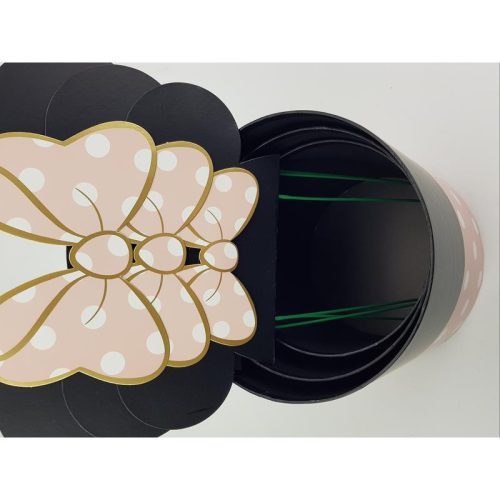 Pöttyös doboz beszúrós masnis fülekkel - rózsaszín 3db/szett