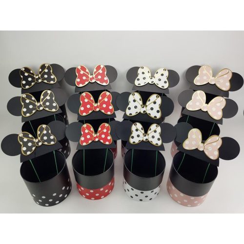 Pöttyös doboz beszúrós masnis fülekkel - rózsaszín 3db/szett