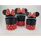 Pöttyös doboz beszúrós masnis fülekkel - piros 3db/szett