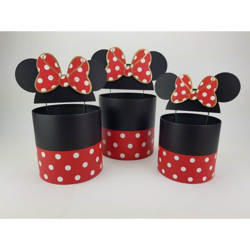 Pöttyös doboz beszúrós masnis fülekkel - piros 3db/szett