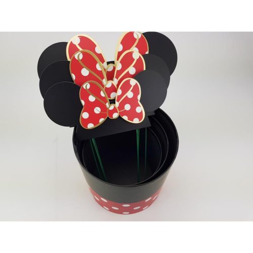 Pöttyös doboz beszúrós masnis fülekkel - piros 3db/szett