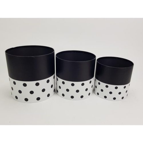 Pöttyös doboz beszúrós masnis fülekkel - fehér 3db/szett