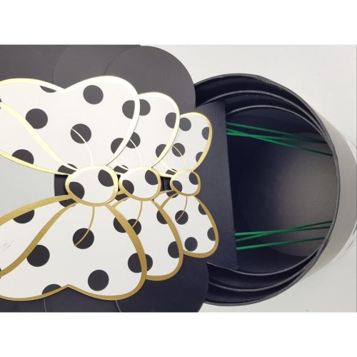 Pöttyös doboz beszúrós masnis fülekkel - fehér 3db/szett