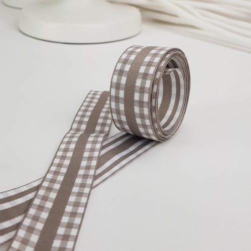 Kétoldalas textil szalag 2,5cm*2m vintage barna