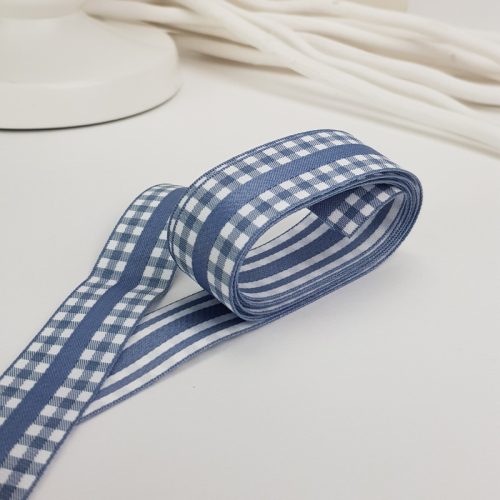 Kétoldalas textil szalag 2,5cm*2m acélkék