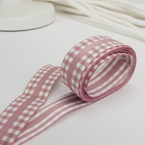 Kétoldalas textil szalag 2,5cm*2m oldpink
