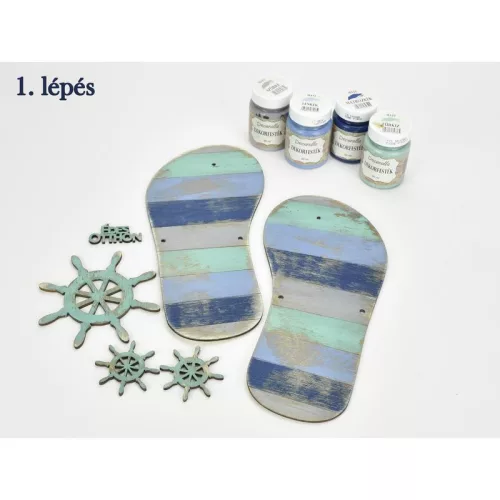 Csináld magad - Strandpapucs HAJÓKORMÁNNYAL 11x24cm