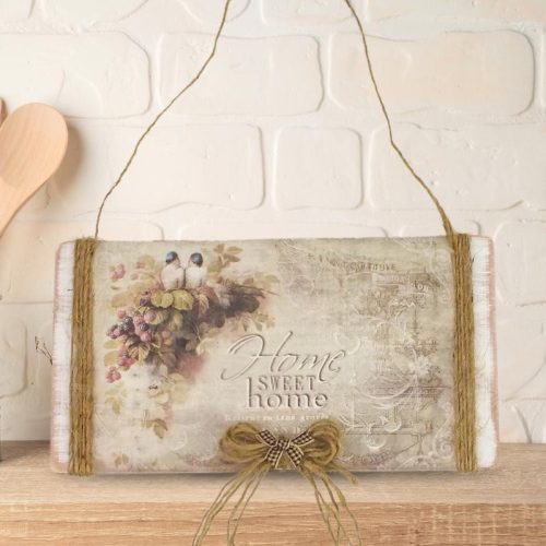 Csináld magad - „Home Sweet Home” – Madárkás falidísz spárgás díszítéssel