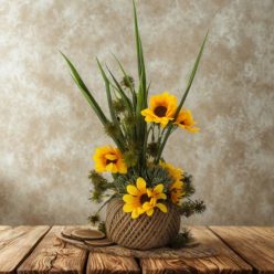 Csináld magad - Napraforgós dekoráció fahasábon