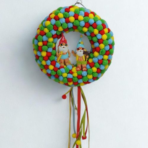 Csináld magad - Zsenília kopogtató, színes nyári manókkal 20cm