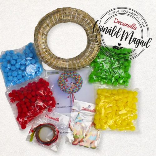 Csináld magad - Zsenília kopogtató, színes nyári manókkal 20cm