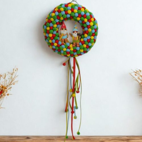 Csináld magad - Zsenília kopogtató, színes nyári manókkal 20cm