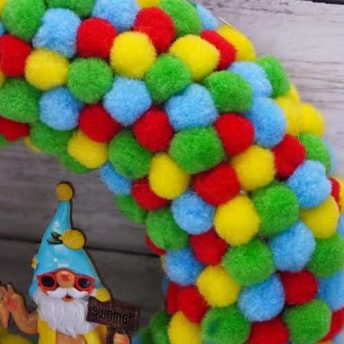 Csináld magad - Zsenília kopogtató, színes nyári manókkal 20cm