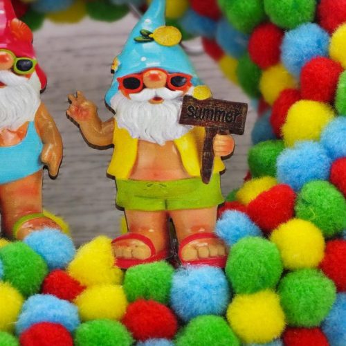 Csináld magad - Zsenília kopogtató, színes nyári manókkal 20cm