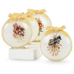   Csináld magad - Műanyag lapos gömb karácsonyi fagyöngy díszítéssel 4db