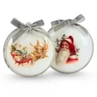 Csináld magad - Műanyag lapos gömb karácsonyi mikulás díszítéssel 2db