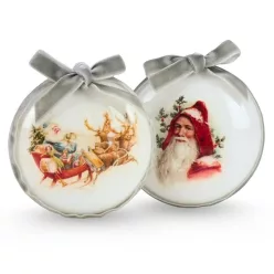   Csináld magad - Műanyag lapos gömb karácsonyi mikulás díszítéssel 2db