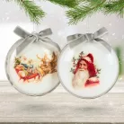 Csináld magad - Műanyag lapos gömb karácsonyi mikulás díszítéssel 2db