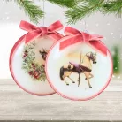 Csináld magad - Műanyag lapos gömb karácsonyi hintaló díszítéssel 2db