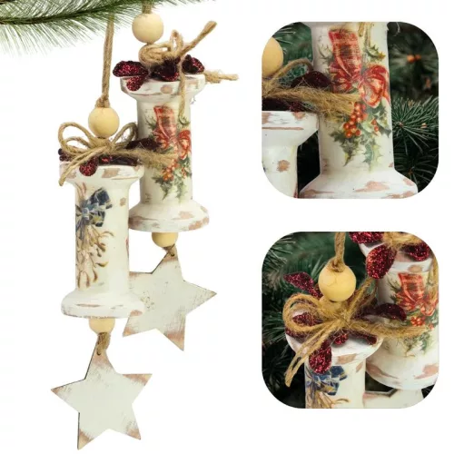 Csináld magad - Orsós vintage karácsonyfa dísz 2db