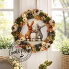 Csináld magad - Tavaszi boho harmónia - nyuszis kopogtató 25cm