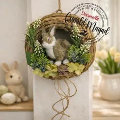 Csináld magad - Nyuszi figurás natúr kopogtató 20cm
