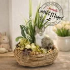 Csináld magad - Nyuszi figurás natúr asztaldísz 20cm