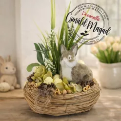 Csináld magad - Nyuszi figurás natúr asztaldísz 20cm