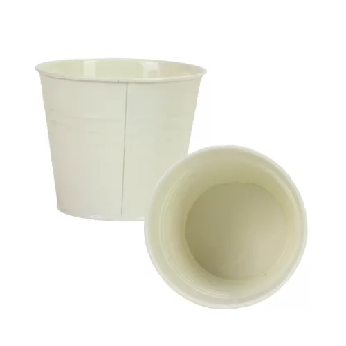 Bádog kaspó fényes - krém 17x15cm