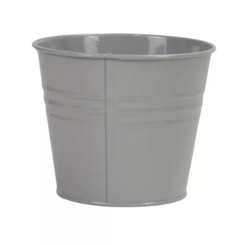 Bádog kaspó fényes - szürke 17x15cm