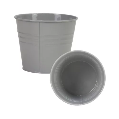 Bádog kaspó fényes - szürke 17x15cm