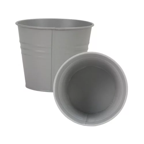 Bádog kaspó selyem-matt - szürke 13x11cm