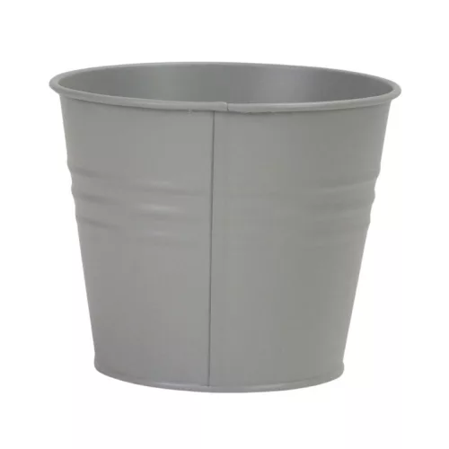 Bádog kaspó selyem-matt - szürke 13x11cm