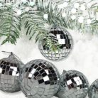  Ezüst diszkógömb karácsonyi dísz 8cm