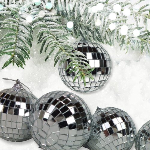  Ezüst diszkógömb karácsonyi dísz 8cm