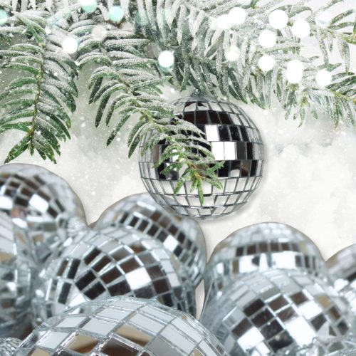  Ezüst diszkógömb karácsonyi dísz 8cm