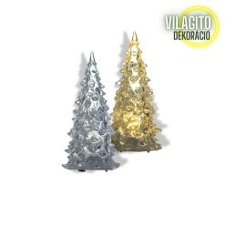 Akril mini karácsonyfa - világítós 12cm