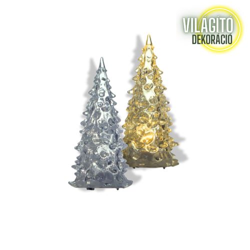 Akril mini karácsonyfa - világítós 12cm