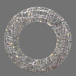 Világító koszorú - ezüst 30cm, időzítővel