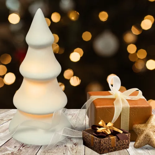 Világító porcelán fenyő 13cm