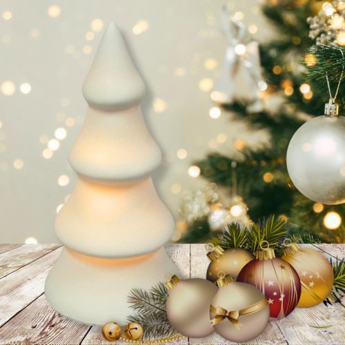 Világító porcelán fenyő 13cm