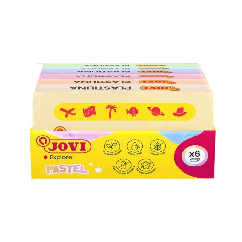 Plastilina tálca gyurma 6x50g válogatott pasztell színekben