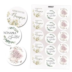   Matrica - Boldog nőnapot kerek matricák - pasztell 15db/lap