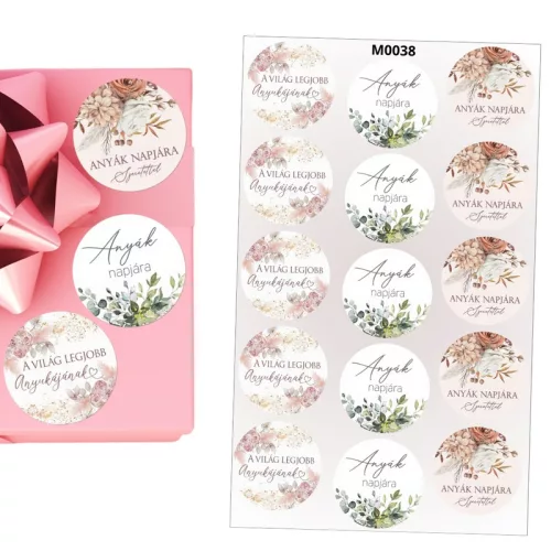 Matrica - Anyák napi kerek matricák - pasztell 15db/lap