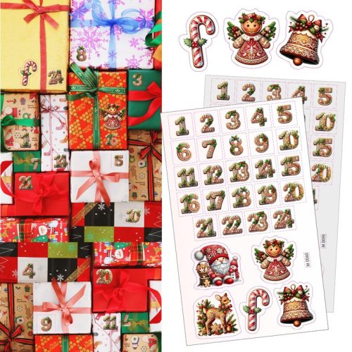 Matrica - Mézi adventi készülődés - fehér 29db/lap